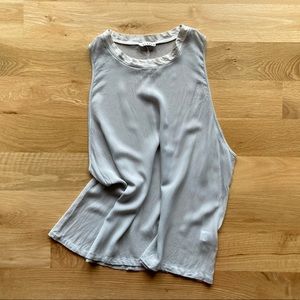 Lacausa Dad Shirt Sheer Tank S EUC Blue Grey Swim Beach Cover-Up